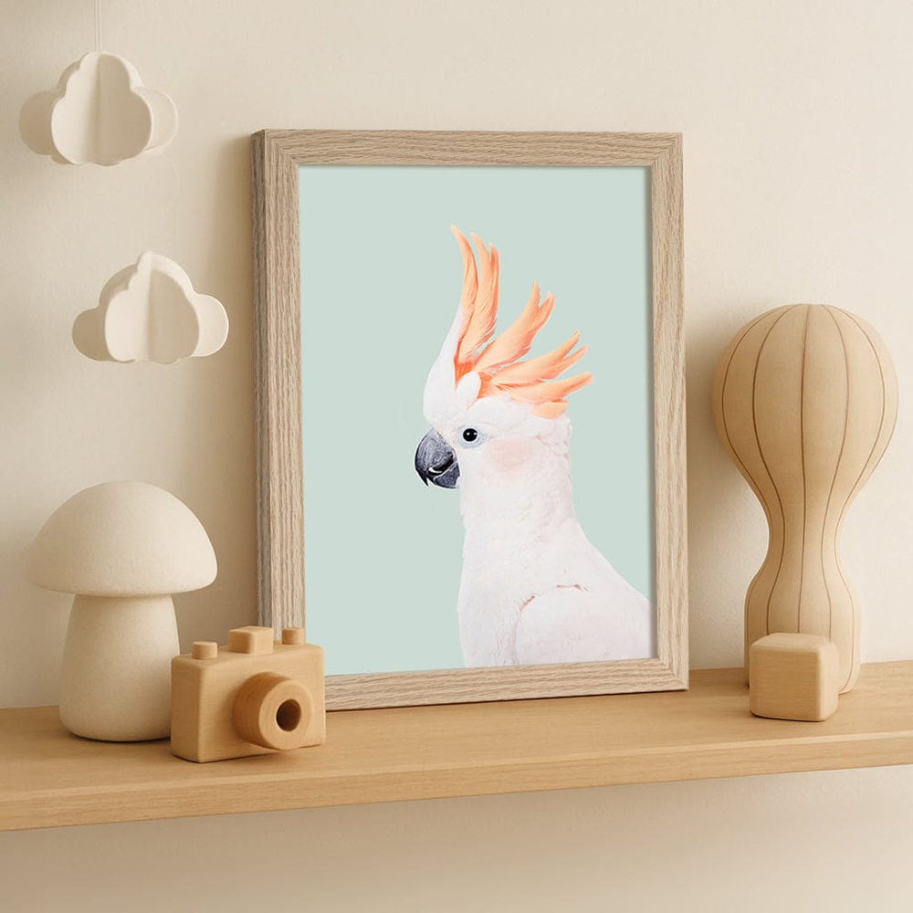 Cockatoo on Mint Wall Art Print from our Australian Made Framed Wall Art, Prints & Posters collection by Profile Products (Australia) Pty Ltd