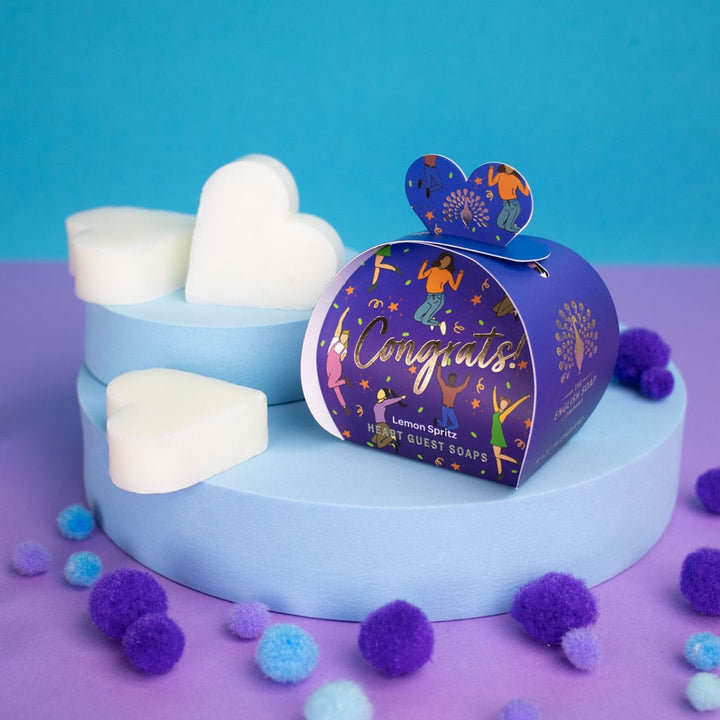 Congratz - Lemon Spritz Mini Heart Gift Soaps (3 x 20g) from our Luxury Bar Soap collection by The English Soap Company