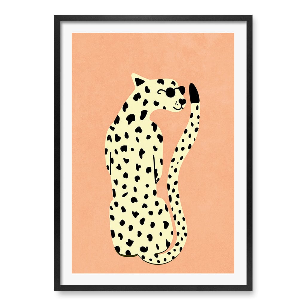 Cool Cheetah Kids Wall Art Print A1 (59.4 x 84.1cm) / Matte Black Frame / White Border from our Australian Made Framed Wall Art, Prints & Posters collection by Profile Products (Australia) Pty Ltd