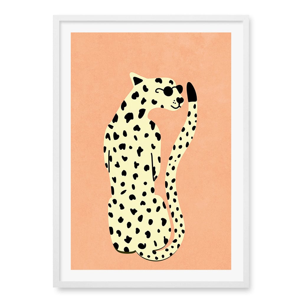 Cool Cheetah Kids Wall Art Print A1 (59.4 x 84.1cm) / Matte White Frame / White Border from our Australian Made Framed Wall Art, Prints & Posters collection by Profile Products (Australia) Pty Ltd