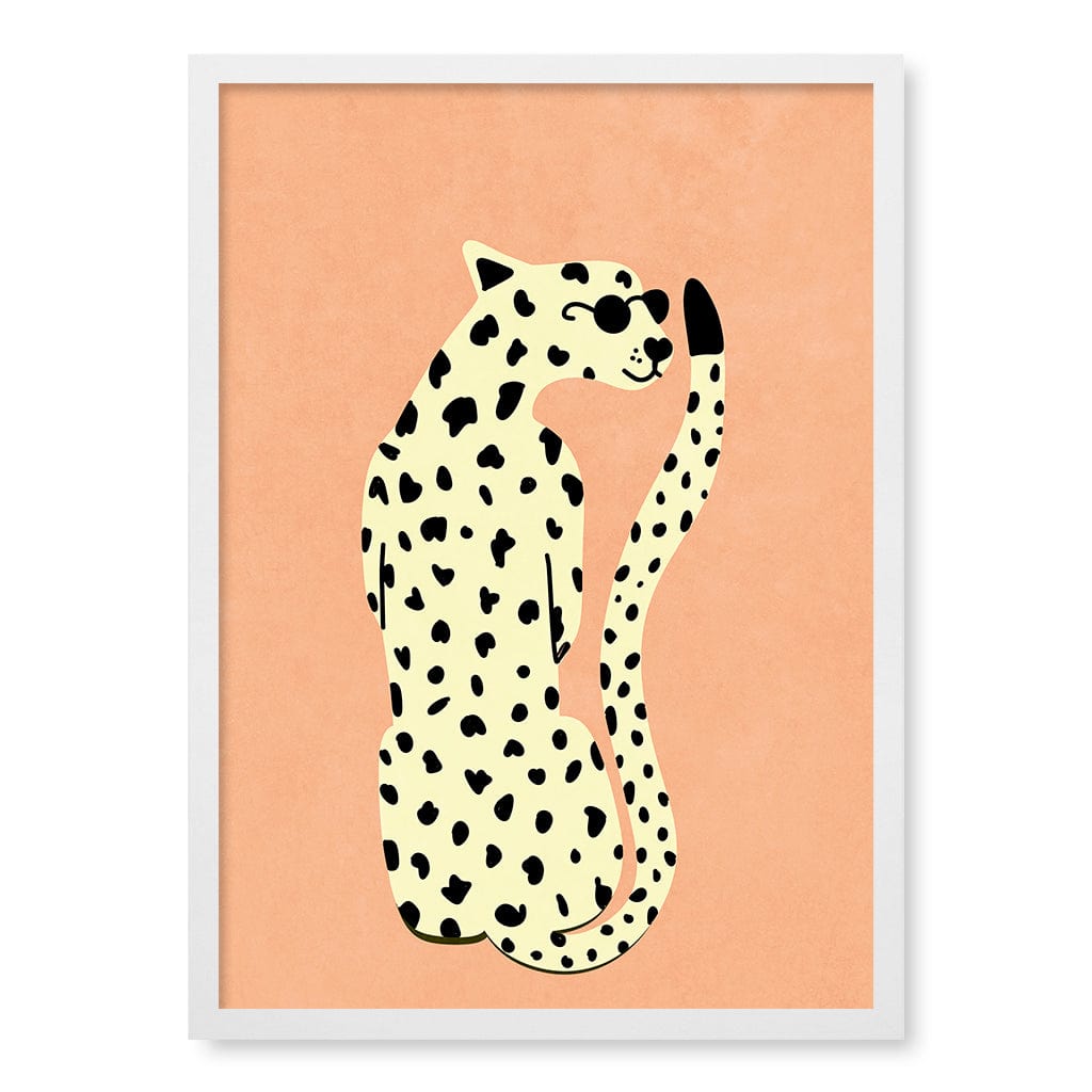 Cool Cheetah Kids Wall Art Print A2 (42 x 59.4cm) / Matte White Frame / No Border from our Australian Made Framed Wall Art, Prints & Posters collection by Profile Products (Australia) Pty Ltd