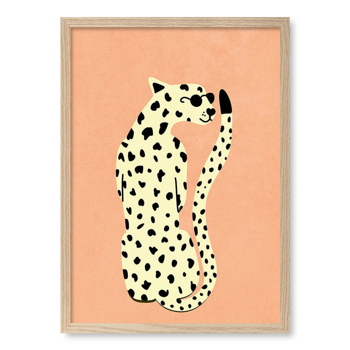 Cool Cheetah Kids Wall Art Print A2 (42 x 59.4cm) / Natural Oak Frame / No Border from our Australian Made Framed Wall Art, Prints & Posters collection by Profile Products (Australia) Pty Ltd