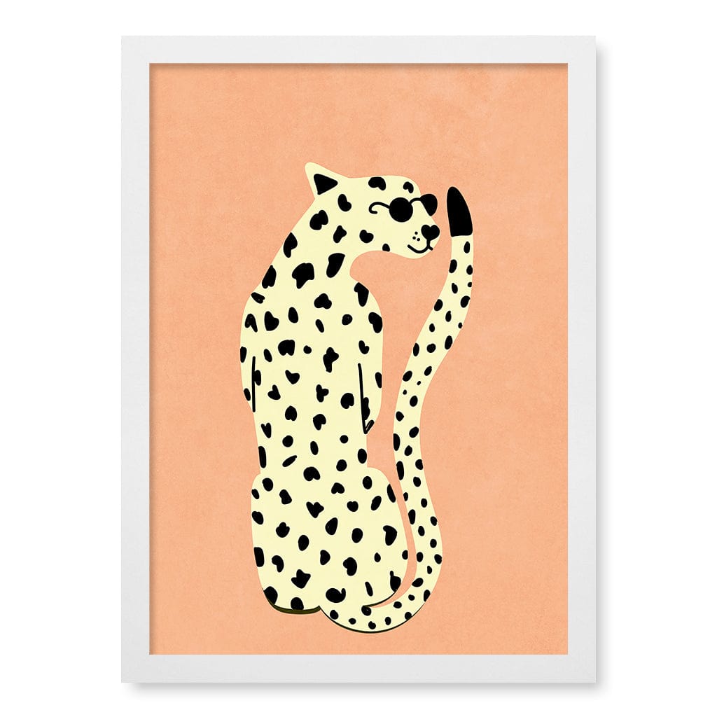 Cool Cheetah Kids Wall Art Print A3 (29.7 x 42cm) / Matte White Frame / No Border from our Australian Made Framed Wall Art, Prints & Posters collection by Profile Products (Australia) Pty Ltd