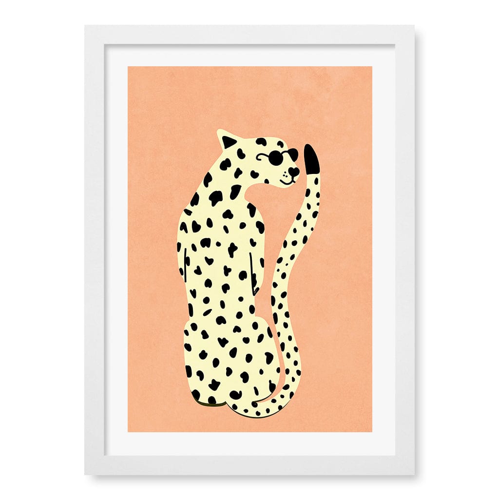 Cool Cheetah Kids Wall Art Print A3 (29.7 x 42cm) / Matte White Frame / White Border from our Australian Made Framed Wall Art, Prints & Posters collection by Profile Products (Australia) Pty Ltd