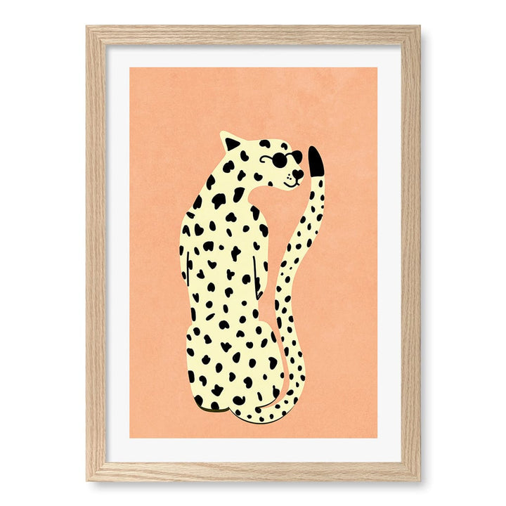 Cool Cheetah Kids Wall Art Print A3 (29.7 x 42cm) / Natural Oak Frame / White Border from our Australian Made Framed Wall Art, Prints & Posters collection by Profile Products (Australia) Pty Ltd