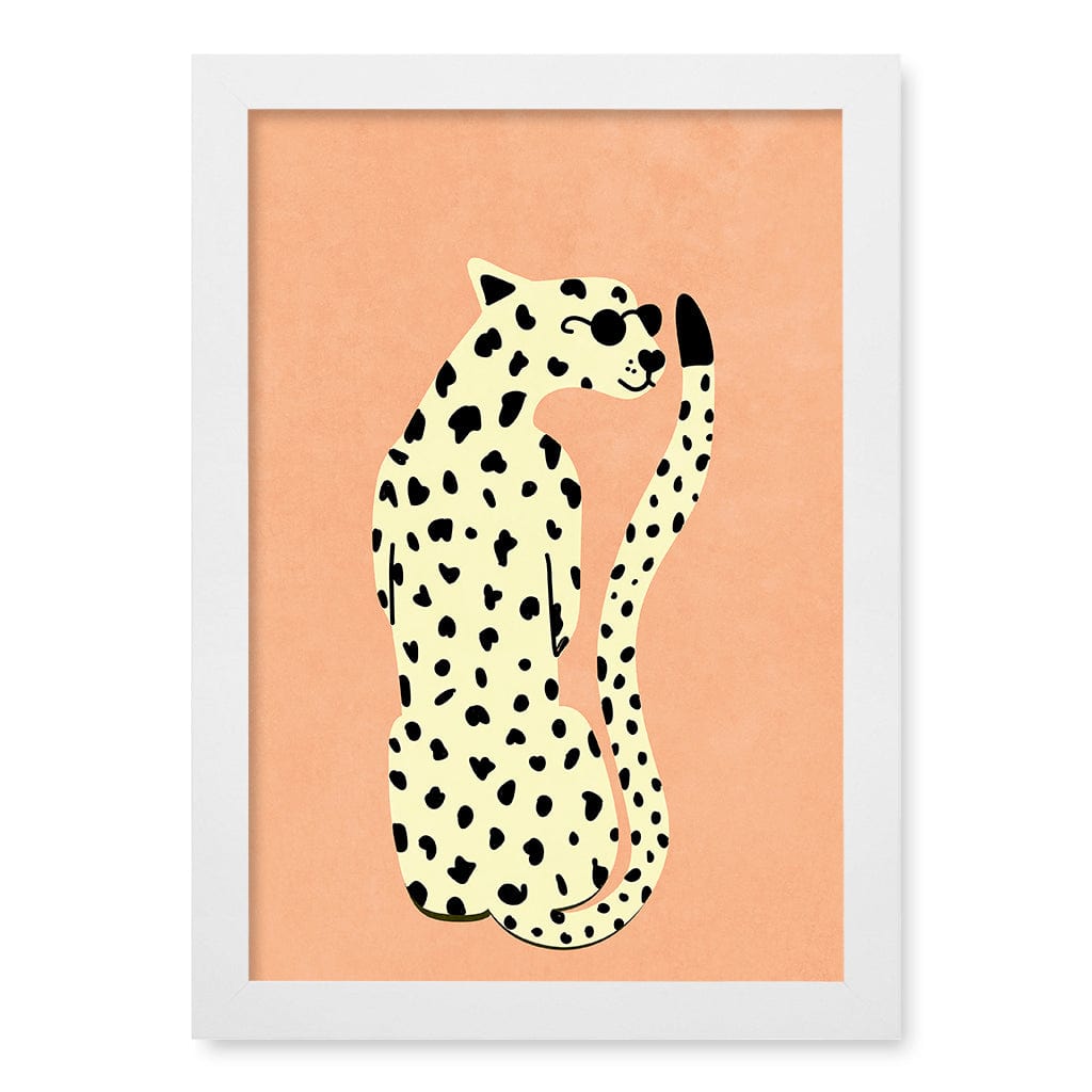 Cool Cheetah Kids Wall Art Print A4 (21 x 29.7cm) / Matte White Frame / No Border from our Australian Made Framed Wall Art, Prints & Posters collection by Profile Products (Australia) Pty Ltd