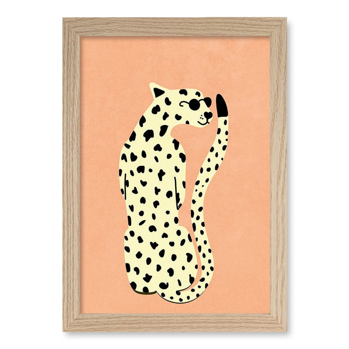 Cool Cheetah Kids Wall Art Print A4 (21 x 29.7cm) / Natural Oak Frame / No Border from our Australian Made Framed Wall Art, Prints & Posters collection by Profile Products (Australia) Pty Ltd