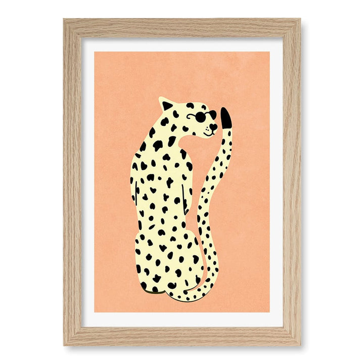 Cool Cheetah Kids Wall Art Print A4 (21 x 29.7cm) / Natural Oak Frame / White Border from our Australian Made Framed Wall Art, Prints & Posters collection by Profile Products (Australia) Pty Ltd
