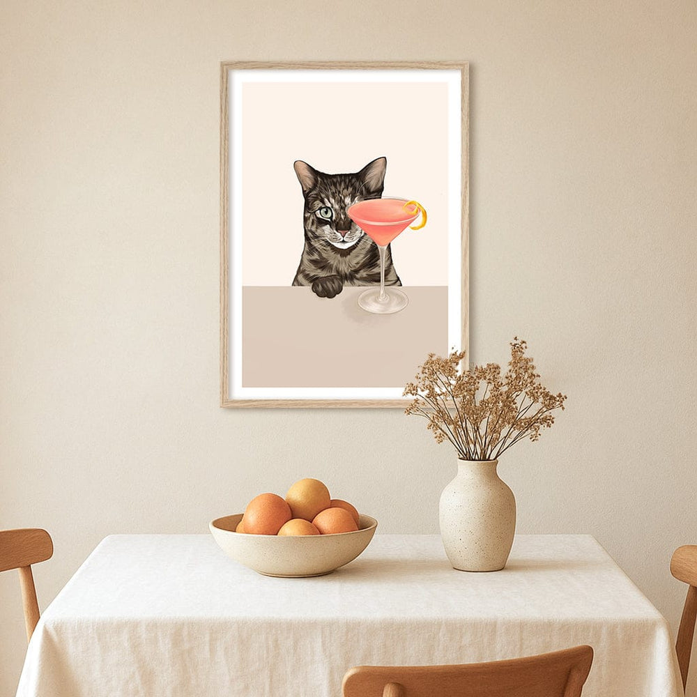Cosmopolitan Cat Art Print by Tara Royle from our Australian Made Framed Wall Art, Prints & Posters collection by Profile Australia