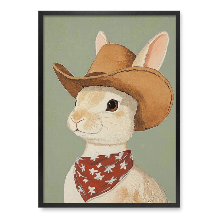 Cowboy Rabbit Wall Art Print A1 (59.4 x 84.1cm) / Matte Black Frame / No Border from our Australian Made Framed Wall Art, Prints & Posters collection by Profile Products (Australia) Pty Ltd