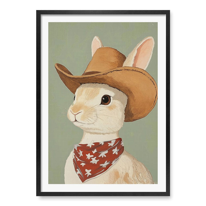 Cowboy Rabbit Wall Art Print A1 (59.4 x 84.1cm) / Matte Black Frame / White Border from our Australian Made Framed Wall Art, Prints & Posters collection by Profile Products (Australia) Pty Ltd