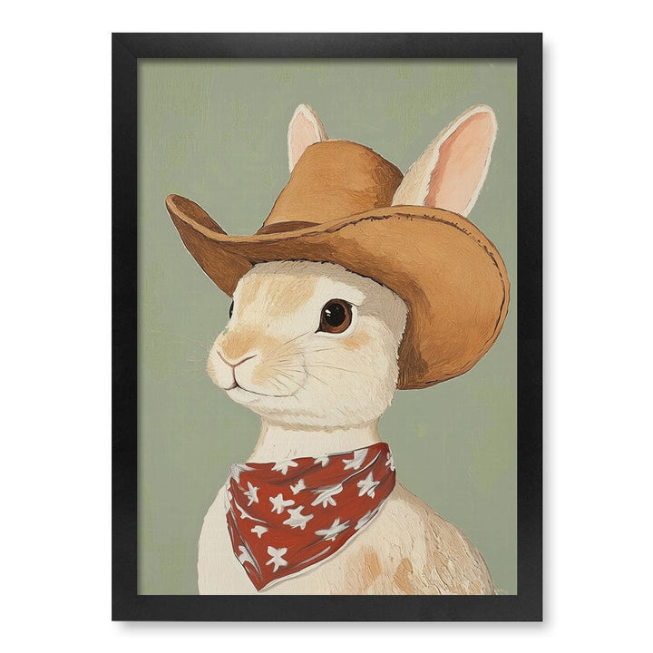 Cowboy Rabbit Wall Art Print A3 (29.7 x 42cm) / Matte Black Frame / No Border from our Australian Made Framed Wall Art, Prints & Posters collection by Profile Products (Australia) Pty Ltd