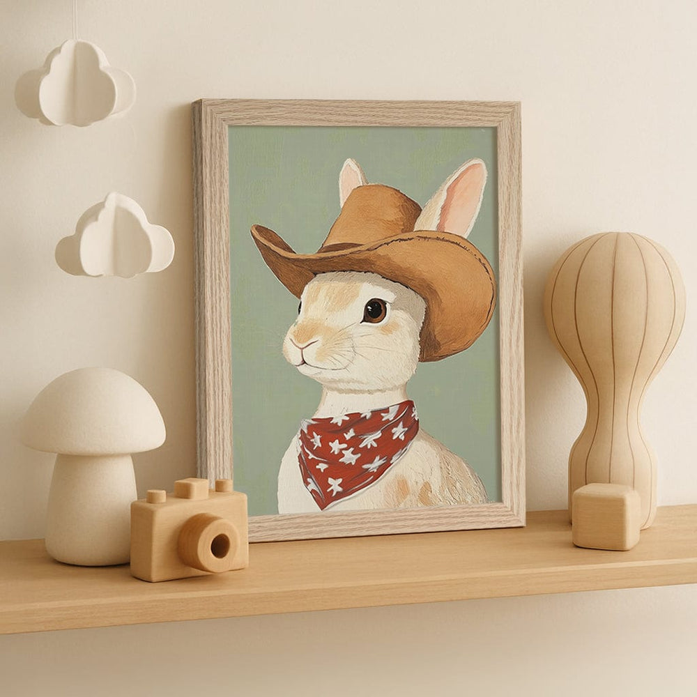 Cowboy Rabbit Wall Art Print from our Australian Made Framed Wall Art, Prints & Posters collection by Profile Products (Australia) Pty Ltd