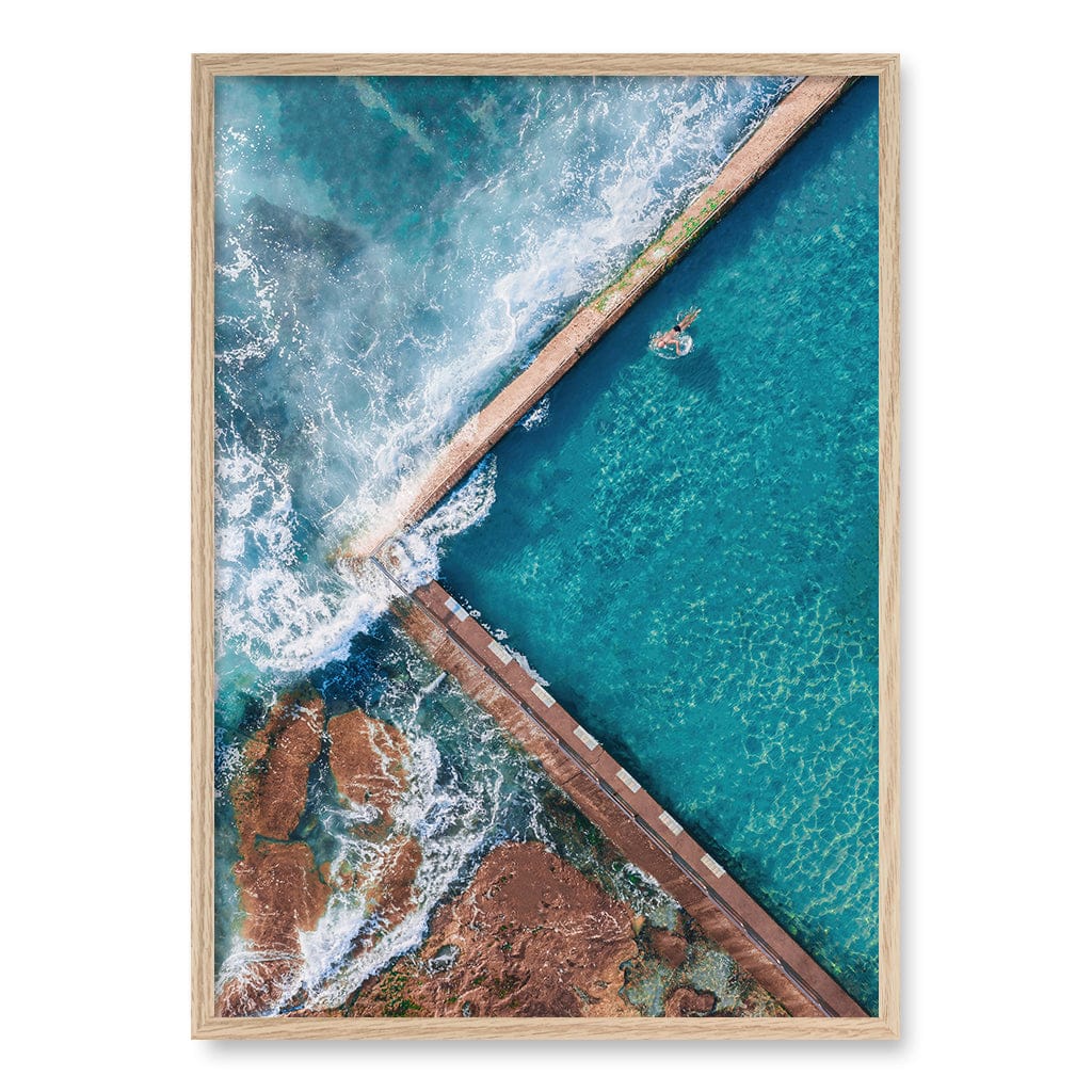 Cronulla Ocean Pool Wall Art Print A1 (59.4 x 84.1cm) / Natural Oak Frame / No Border from our Australian Made Framed Wall Art, Prints & Posters collection by Profile Products (Australia) Pty Ltd