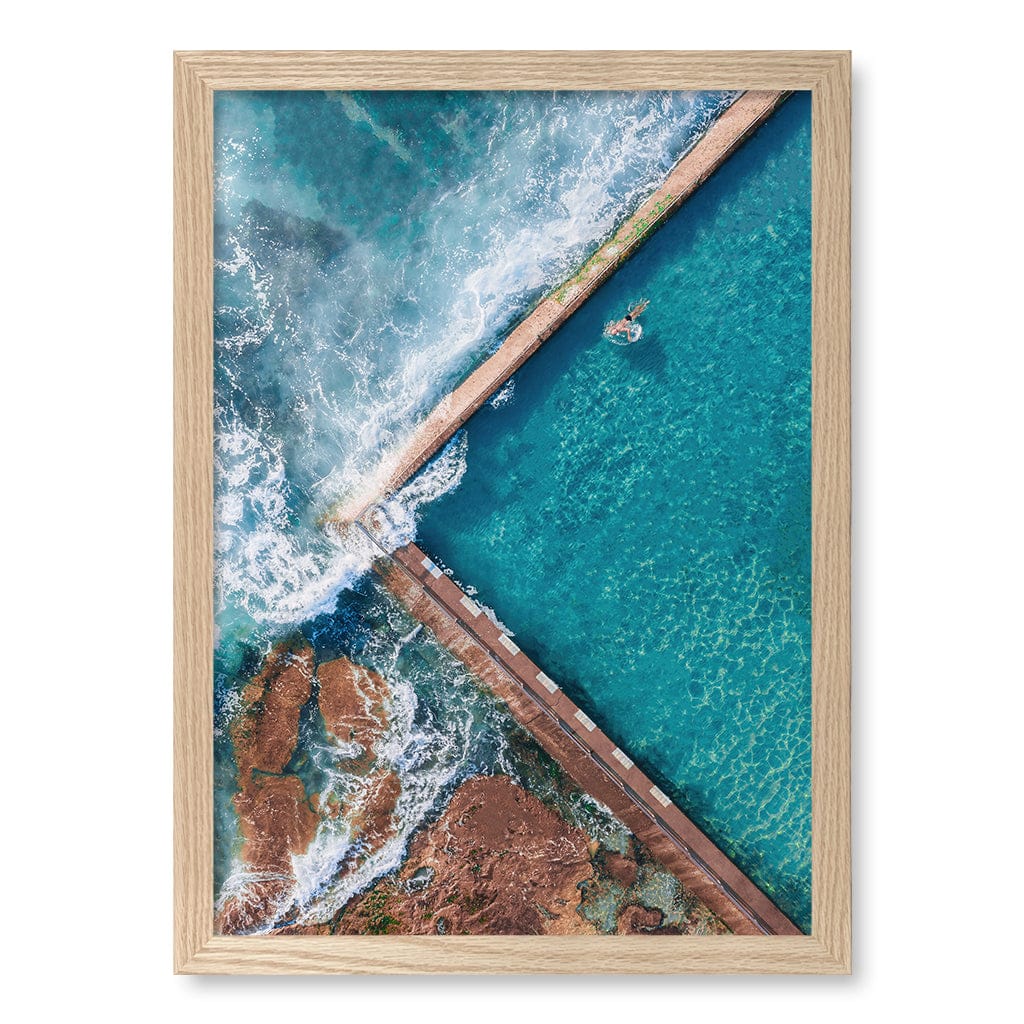 Cronulla Ocean Pool Wall Art Print A3 (29.7 x 42cm) / Natural Oak Frame / No Border from our Australian Made Framed Wall Art, Prints & Posters collection by Profile Products (Australia) Pty Ltd