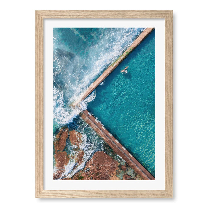 Cronulla Ocean Pool Wall Art Print A3 (29.7 x 42cm) / Natural Oak Frame / White Border from our Australian Made Framed Wall Art, Prints & Posters collection by Profile Products (Australia) Pty Ltd