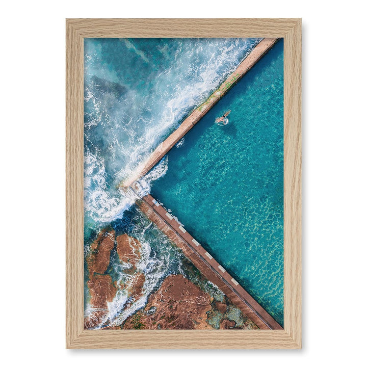 Cronulla Ocean Pool Wall Art Print A4 (21 x 29.7cm) / Natural Oak Frame / No Border from our Australian Made Framed Wall Art, Prints & Posters collection by Profile Products (Australia) Pty Ltd