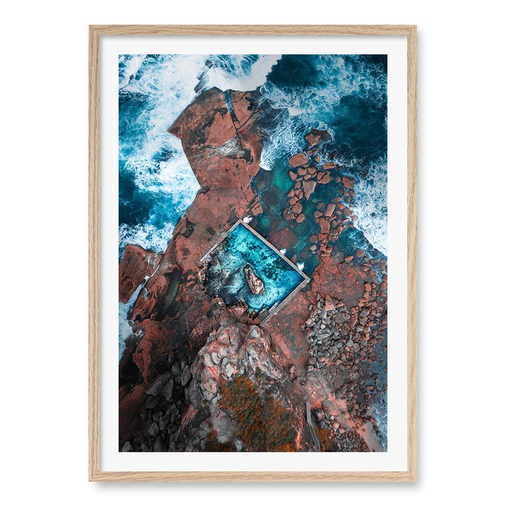 Curl Curl Ocean Pool 1 Wall Art Print A1 (59.4 x 84.1cm) / Natural Oak Frame / White Border from our Australian Made Framed Wall Art, Prints & Posters collection by Profile Products (Australia) Pty Ltd