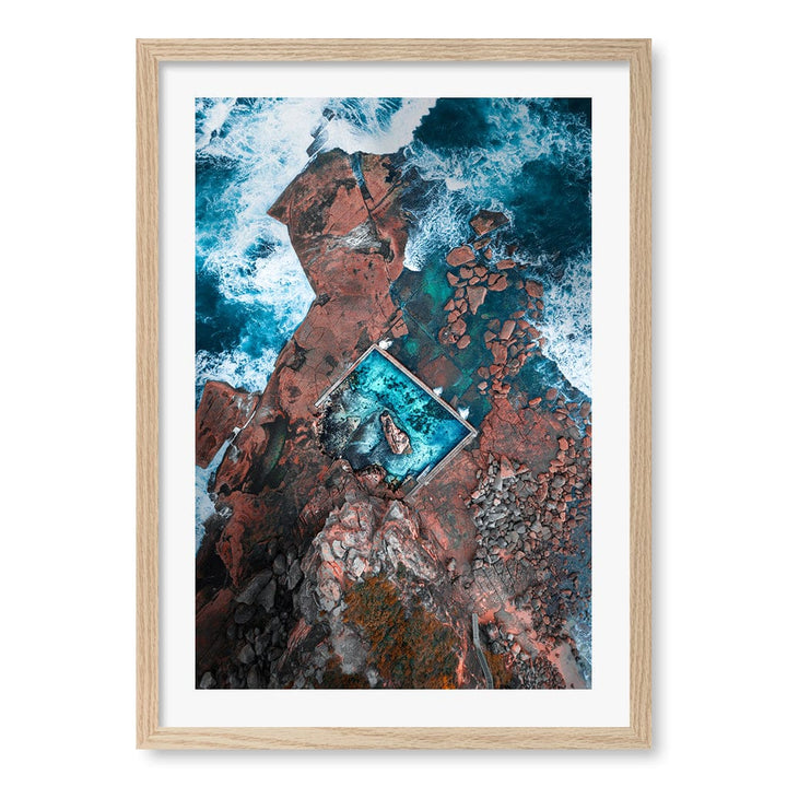 Curl Curl Ocean Pool 1 Wall Art Print A2 (42 x 59.4cm) / Natural Oak Frame / White Border from our Australian Made Framed Wall Art, Prints & Posters collection by Profile Products (Australia) Pty Ltd
