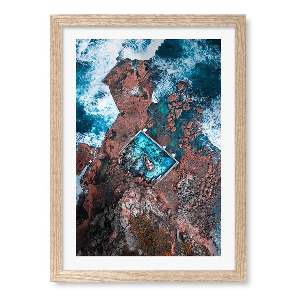 Curl Curl Ocean Pool 1 Wall Art Print A3 (29.7 x 42cm) / Natural Oak Frame / White Border from our Australian Made Framed Wall Art, Prints & Posters collection by Profile Products (Australia) Pty Ltd
