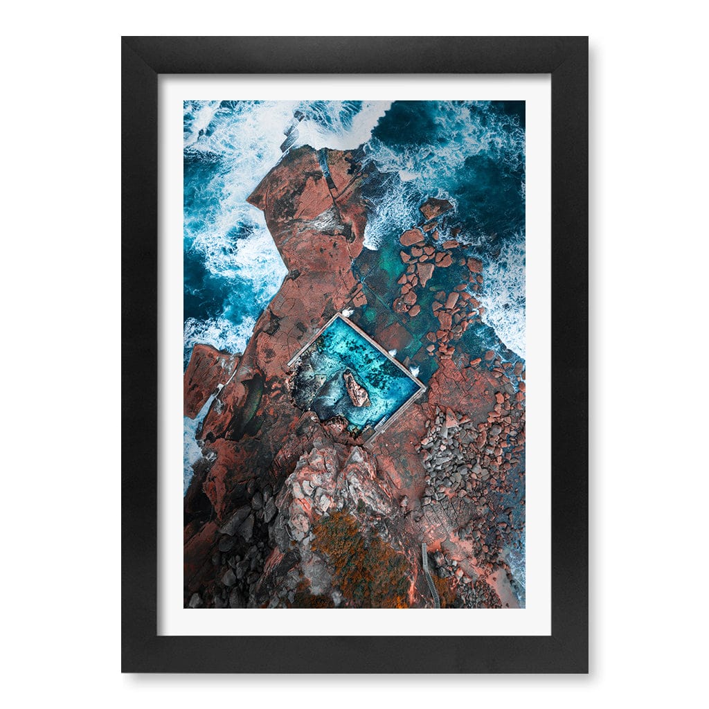 Curl Curl Ocean Pool 1 Wall Art Print A4 (21 x 29.7cm) / Matte Black Frame / White Border from our Australian Made Framed Wall Art, Prints & Posters collection by Profile Products (Australia) Pty Ltd