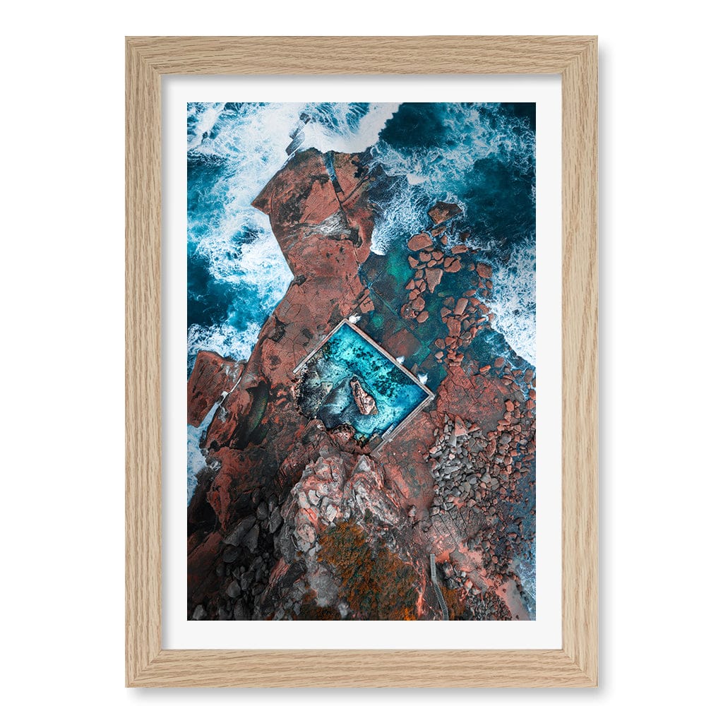 Curl Curl Ocean Pool 1 Wall Art Print A4 (21 x 29.7cm) / Natural Oak Frame / White Border from our Australian Made Framed Wall Art, Prints & Posters collection by Profile Products (Australia) Pty Ltd