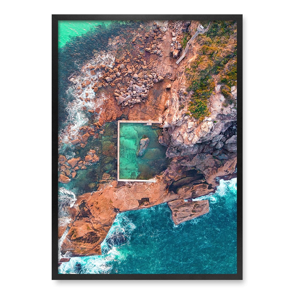 Curl Curl Ocean Pool 2 Wall Art Print A1 (59.4 x 84.1cm) / Matte Black Frame / No Border from our Australian Made Framed Wall Art, Prints & Posters collection by Profile Products (Australia) Pty Ltd