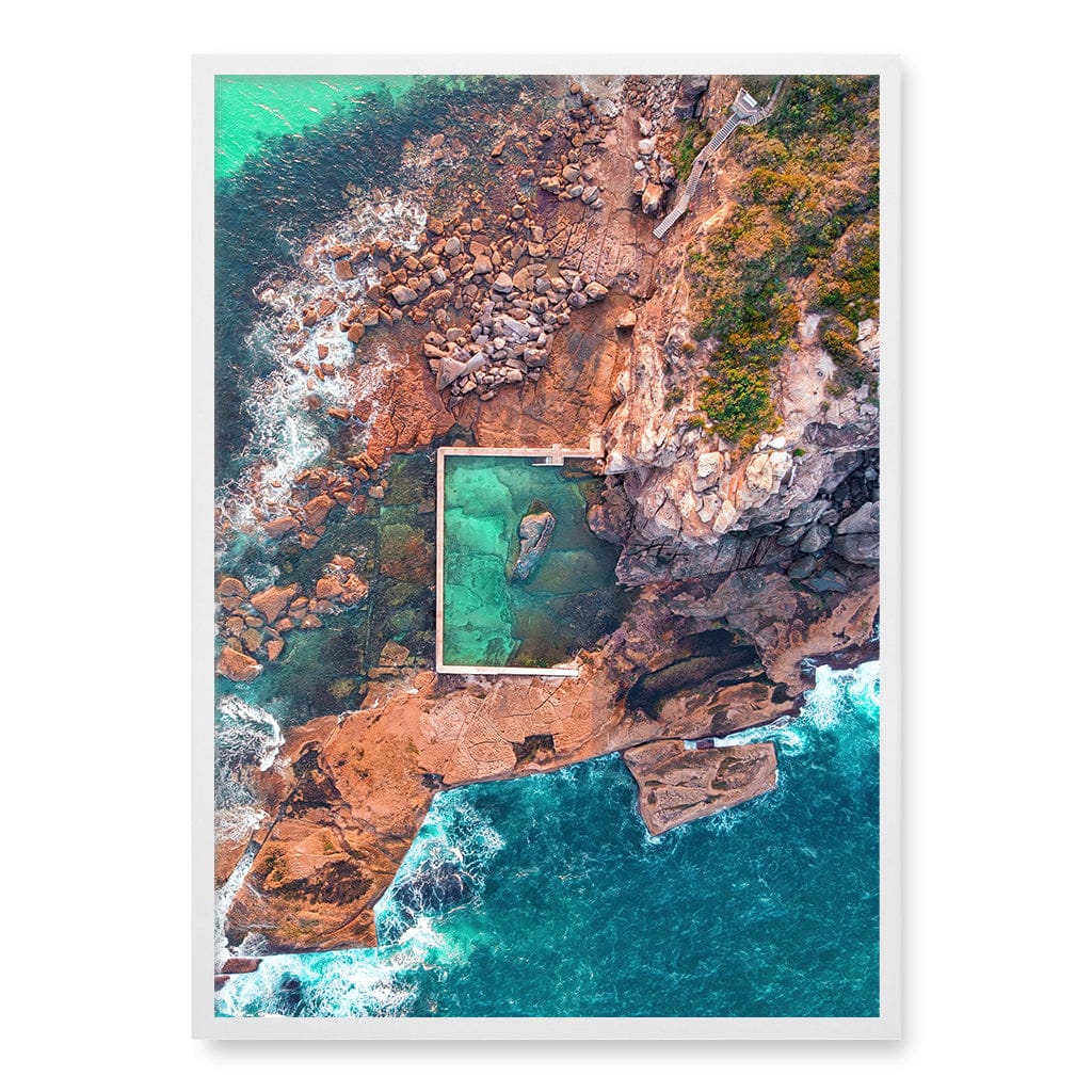 Curl Curl Ocean Pool 2 Wall Art Print A1 (59.4 x 84.1cm) / Matte White Frame / No Border from our Australian Made Framed Wall Art, Prints & Posters collection by Profile Products (Australia) Pty Ltd