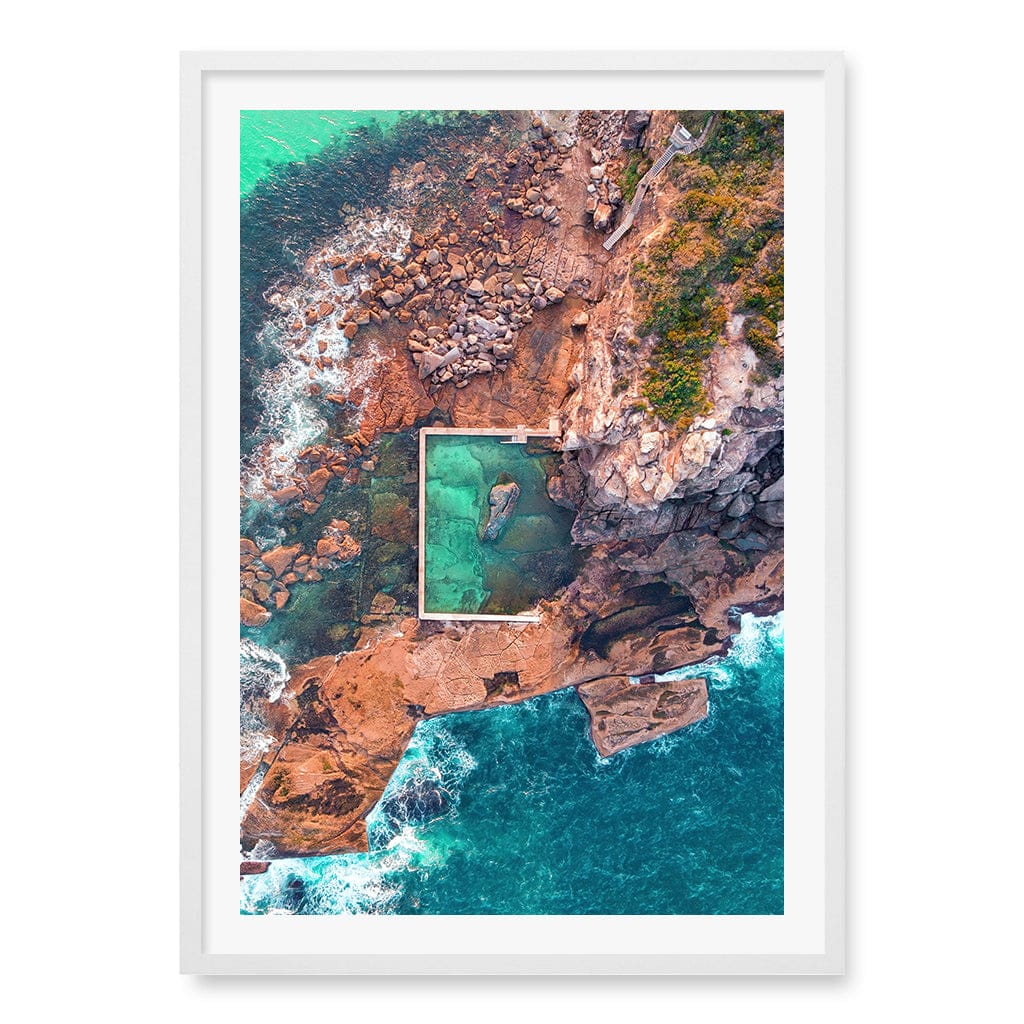 Curl Curl Ocean Pool 2 Wall Art Print A1 (59.4 x 84.1cm) / Matte White Frame / White Border from our Australian Made Framed Wall Art, Prints & Posters collection by Profile Products (Australia) Pty Ltd