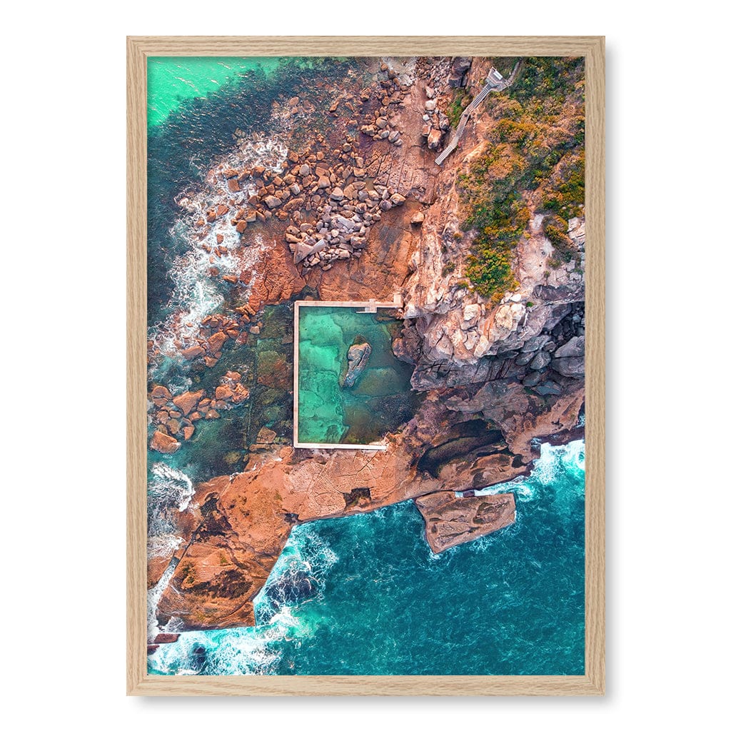 Curl Curl Ocean Pool 2 Wall Art Print A2 (42 x 59.4cm) / Natural Oak Frame / No Border from our Australian Made Framed Wall Art, Prints & Posters collection by Profile Products (Australia) Pty Ltd