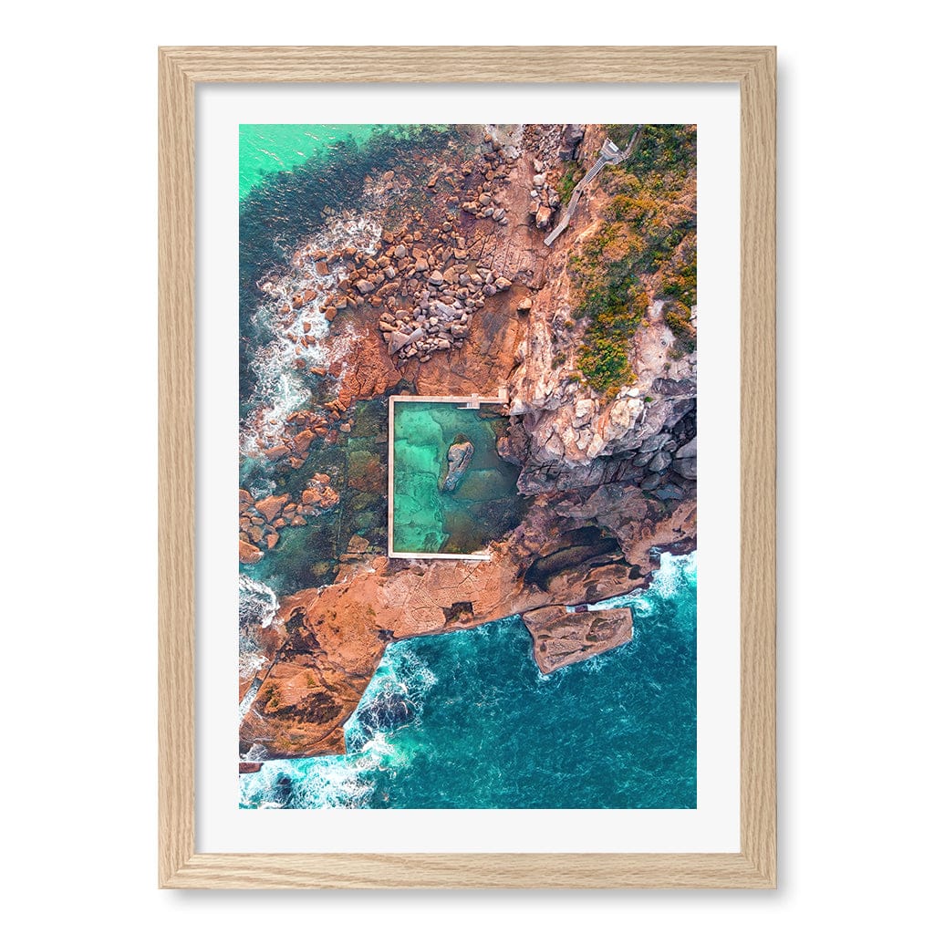 Curl Curl Ocean Pool 2 Wall Art Print A3 (29.7 x 42cm) / Natural Oak Frame / White Border from our Australian Made Framed Wall Art, Prints & Posters collection by Profile Products (Australia) Pty Ltd