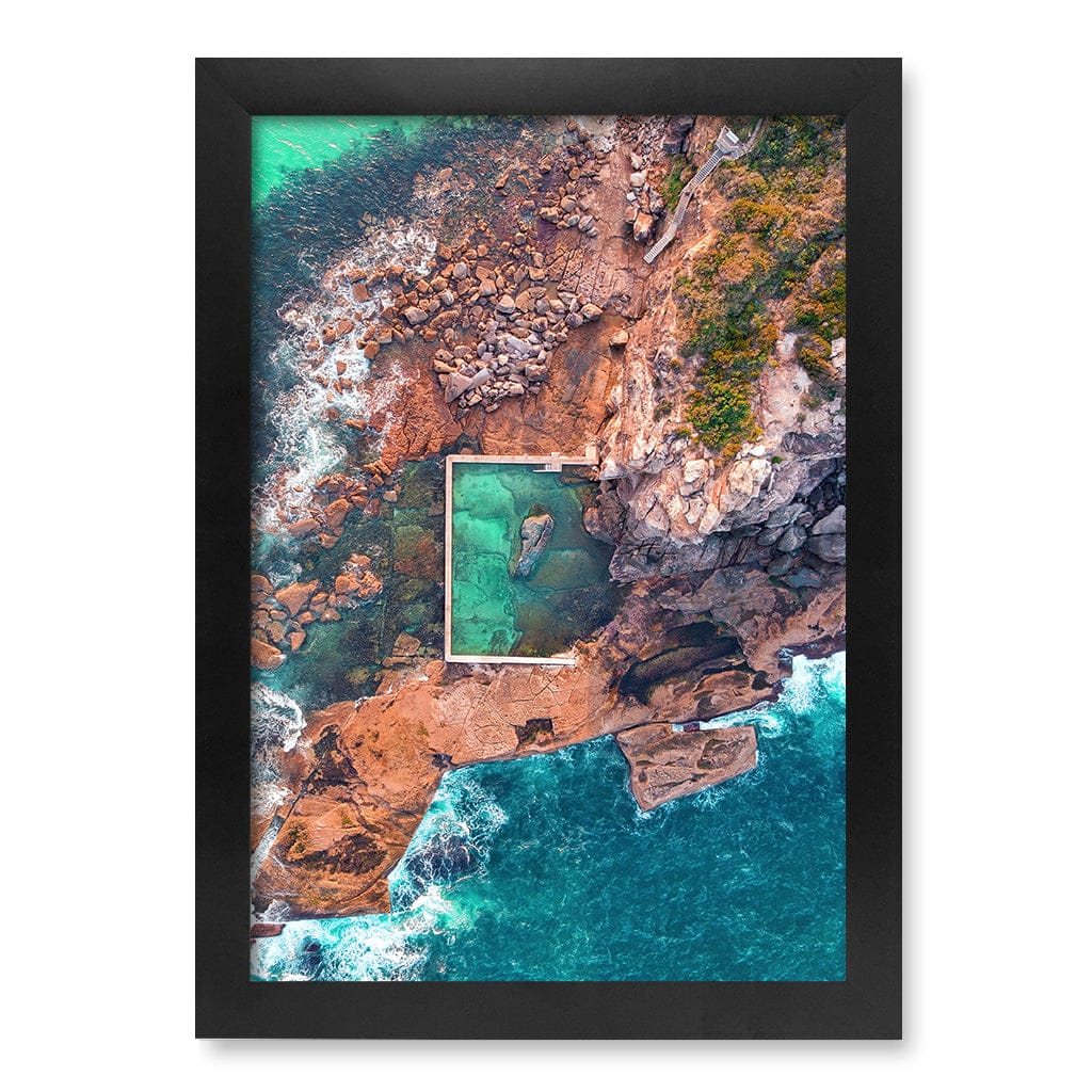 Curl Curl Ocean Pool 2 Wall Art Print A4 (21 x 29.7cm) / Matte Black Frame / No Border from our Australian Made Framed Wall Art, Prints & Posters collection by Profile Products (Australia) Pty Ltd