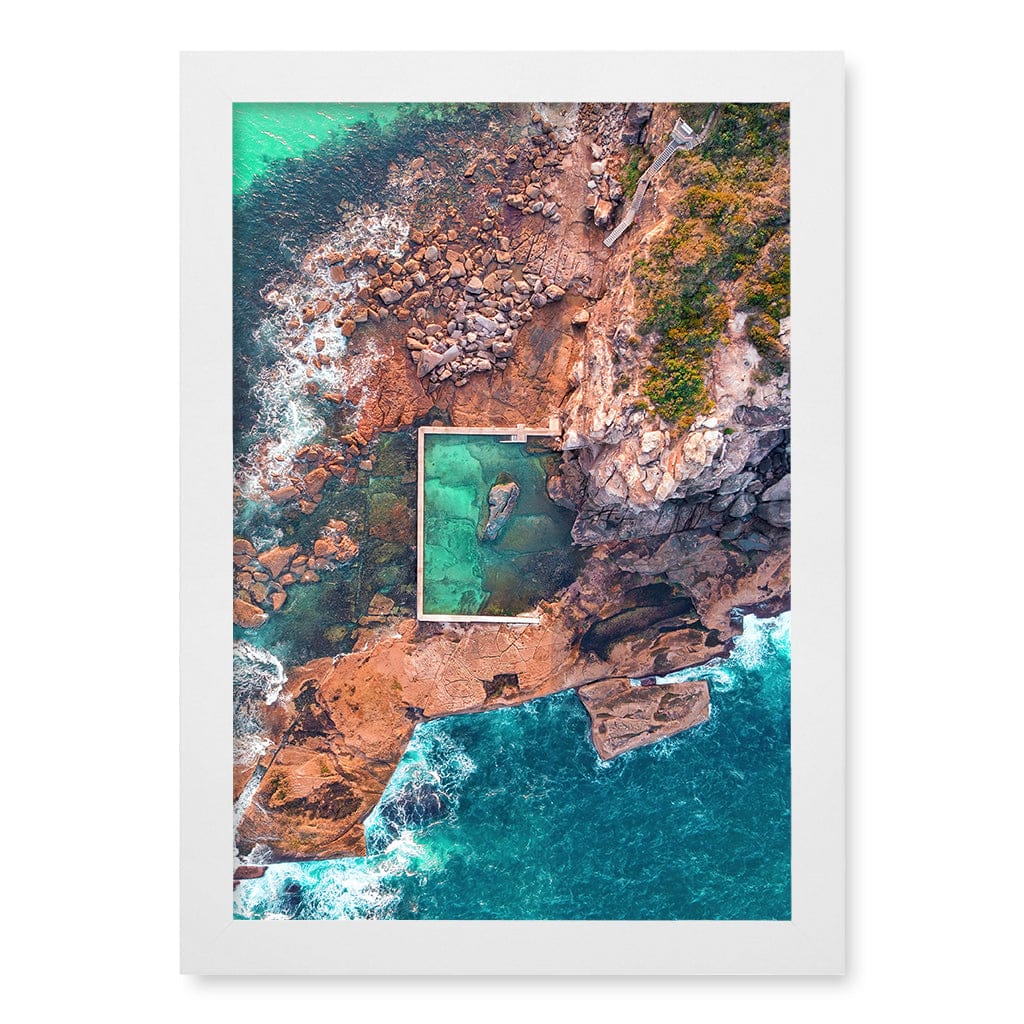 Curl Curl Ocean Pool 2 Wall Art Print A4 (21 x 29.7cm) / Matte White Frame / No Border from our Australian Made Framed Wall Art, Prints & Posters collection by Profile Products (Australia) Pty Ltd