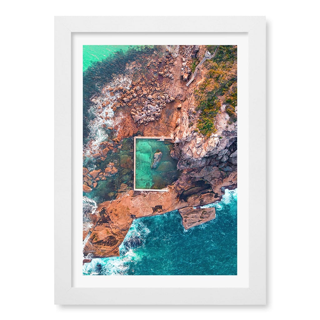 Curl Curl Ocean Pool 2 Wall Art Print A4 (21 x 29.7cm) / Matte White Frame / White Border from our Australian Made Framed Wall Art, Prints & Posters collection by Profile Products (Australia) Pty Ltd