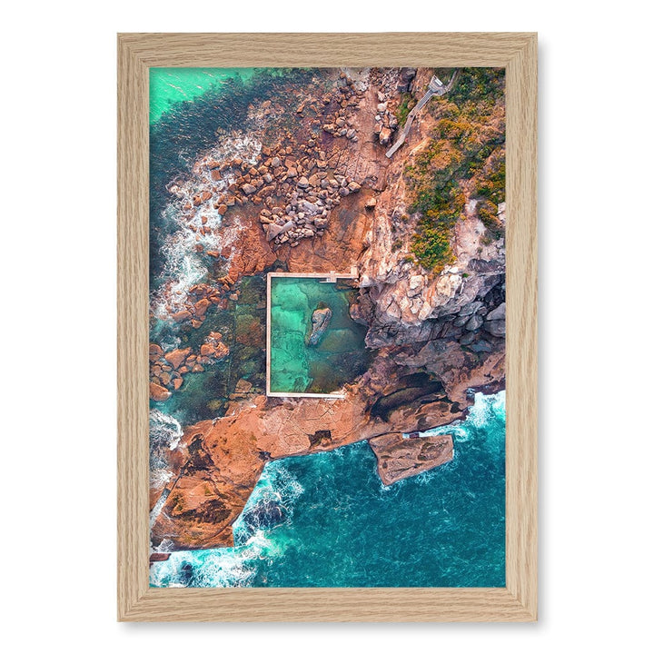 Curl Curl Ocean Pool 2 Wall Art Print A4 (21 x 29.7cm) / Natural Oak Frame / No Border from our Australian Made Framed Wall Art, Prints & Posters collection by Profile Products (Australia) Pty Ltd