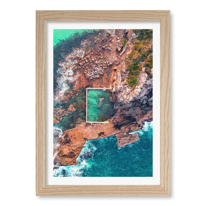Curl Curl Ocean Pool 2 Wall Art Print A4 (21 x 29.7cm) / Natural Oak Frame / White Border from our Australian Made Framed Wall Art, Prints & Posters collection by Profile Products (Australia) Pty Ltd
