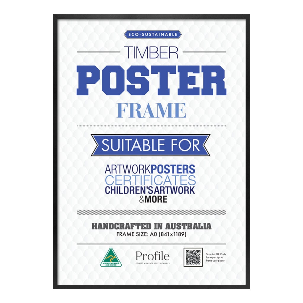 Decorator Black A0 Poster Frame – Extra Large Poster Display from our Australian Made Picture Frames collection by Profile Products (Australia) Pty Ltd