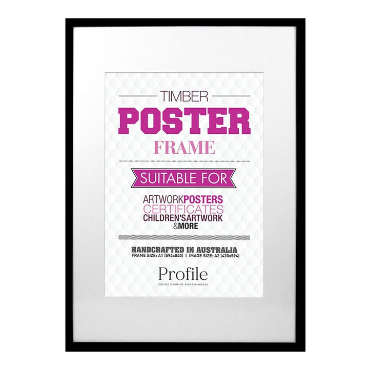 Decorator Black Poster Frames A1 (59x84cm) to suit A2 (42x59cm) image from our Australian Made Picture Frames collection by Profile Australia