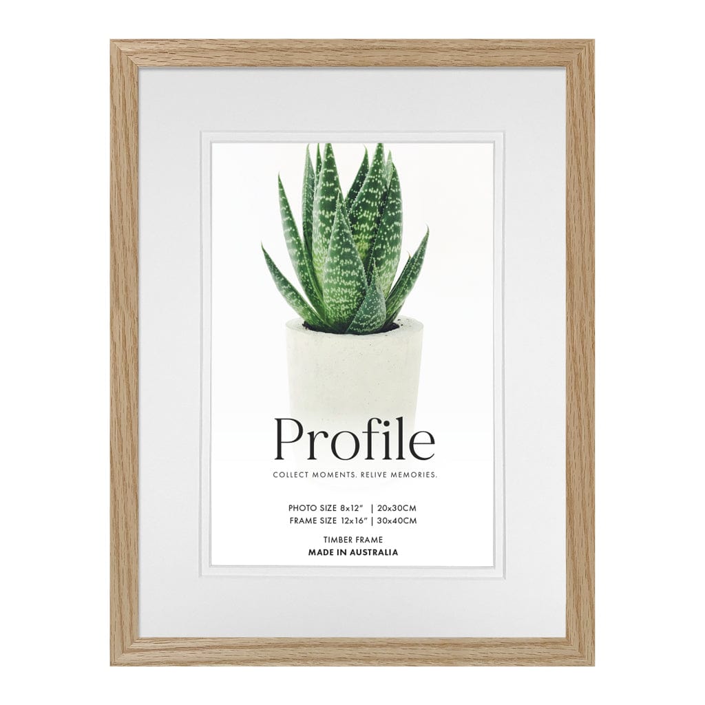 Decorator Deluxe Natural Oak Photo Frame 12x16in (30x40cm) to suit 8x12in (20x30cm) image from our Australian Made Picture Frames collection by Profile Products Australia