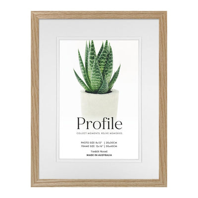 Decorator Deluxe Natural Oak Photo Frame 12x16in (30x40cm) to suit 8x12in (20x30cm) image from our Australian Made Picture Frames collection by Profile Products Australia