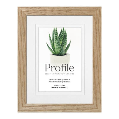 Decorator Deluxe Natural Oak Photo Frame 6x8in (15x20cm) to suit 4x6in (10x15cm) image from our Australian Made Picture Frames collection by Profile Products Australia