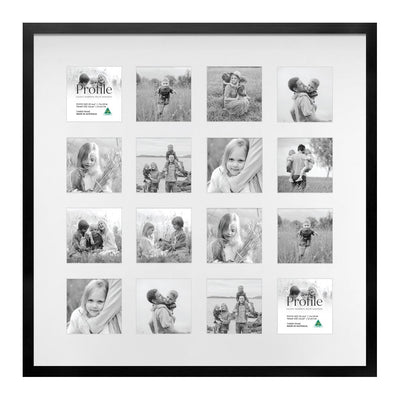Decorator Gallery Collage Photo Frame - 16 Photos (4x4in) Black Frame from our Australian Made Collage Photo Frame collection by Profile Products Australia