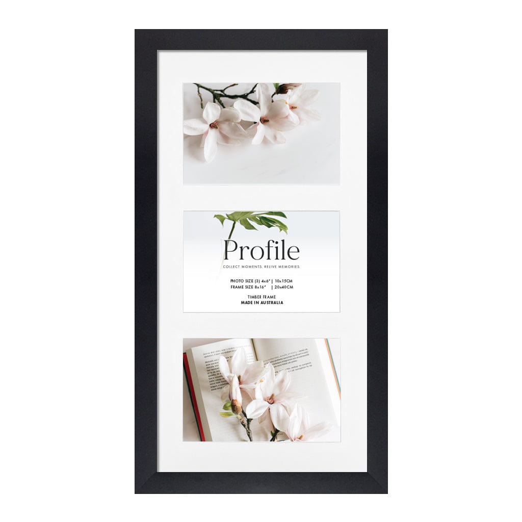 Decorator Gallery Collage Photo Frame - 3 Photos (4x6in) (Vertical) Black Frame from our Australian Made Collage Photo Frame collection by Profile Products (Australia) Pty Ltd