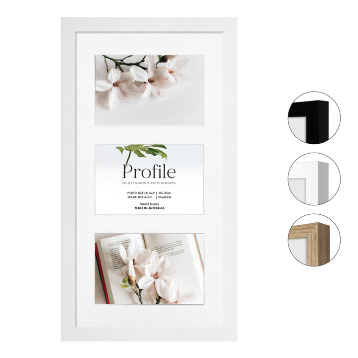 Decorator Gallery Collage Photo Frame - 3 Photos (4x6in) (Vertical) from our Australian Made Collage Photo Frame collection by Profile Products (Australia) Pty Ltd