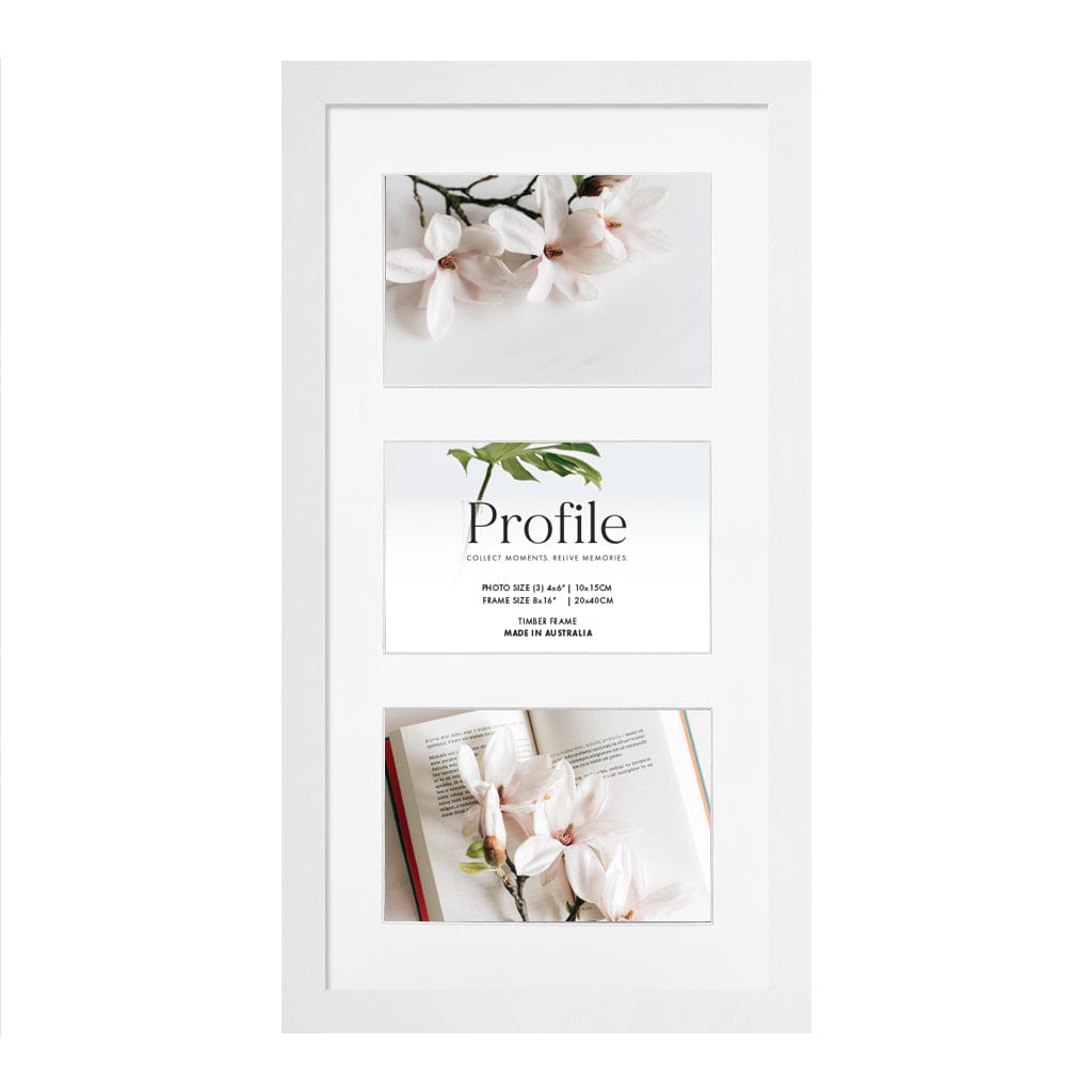 Decorator Gallery Collage Photo Frame - 3 Photos (4x6in) (Vertical) White Frame from our Australian Made Collage Photo Frame collection by Profile Products (Australia) Pty Ltd