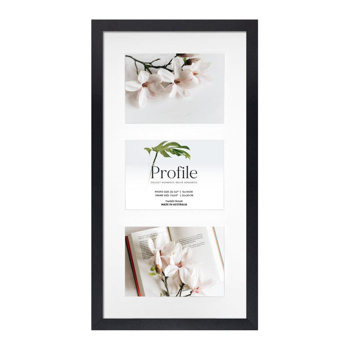 Decorator Gallery Collage Photo Frame - 3 Photos (5x7in) (Vertical) Black Frame from our Australian Made Collage Photo Frame collection by Profile Products (Australia) Pty Ltd