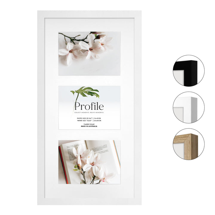 Decorator Gallery Collage Photo Frame - 3 Photos (5x7in) (Vertical) from our Australian Made Collage Photo Frame collection by Profile Products (Australia) Pty Ltd