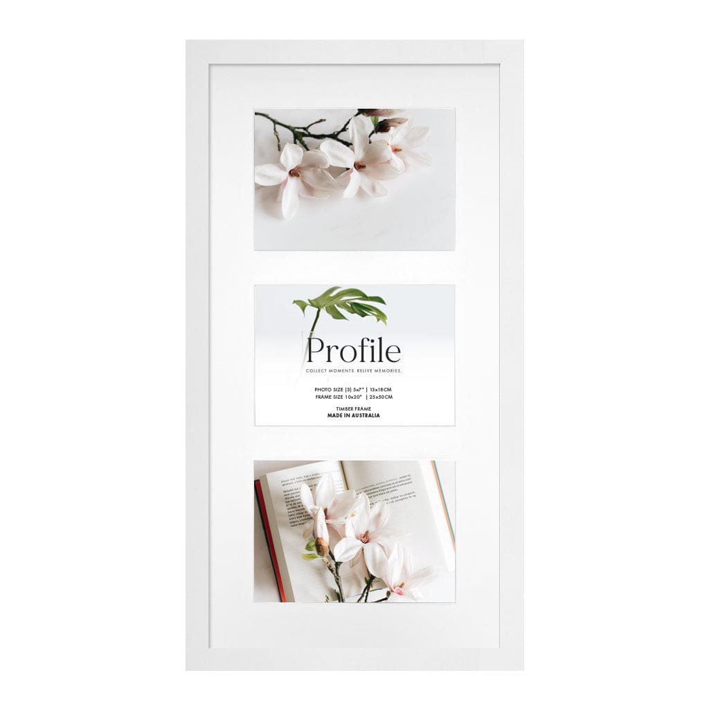 Decorator Gallery Collage Photo Frame - 3 Photos (5x7in) (Vertical) White Frame from our Australian Made Collage Photo Frame collection by Profile Products (Australia) Pty Ltd