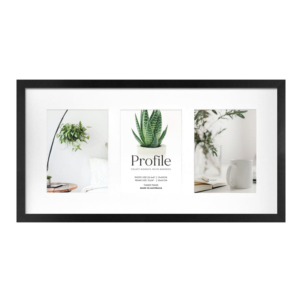 Decorator Gallery Collage Photo Frame - 3 Photos (6x8in) Black Frame from our Australian Made Collage Photo Frame collection by Profile Products Australia