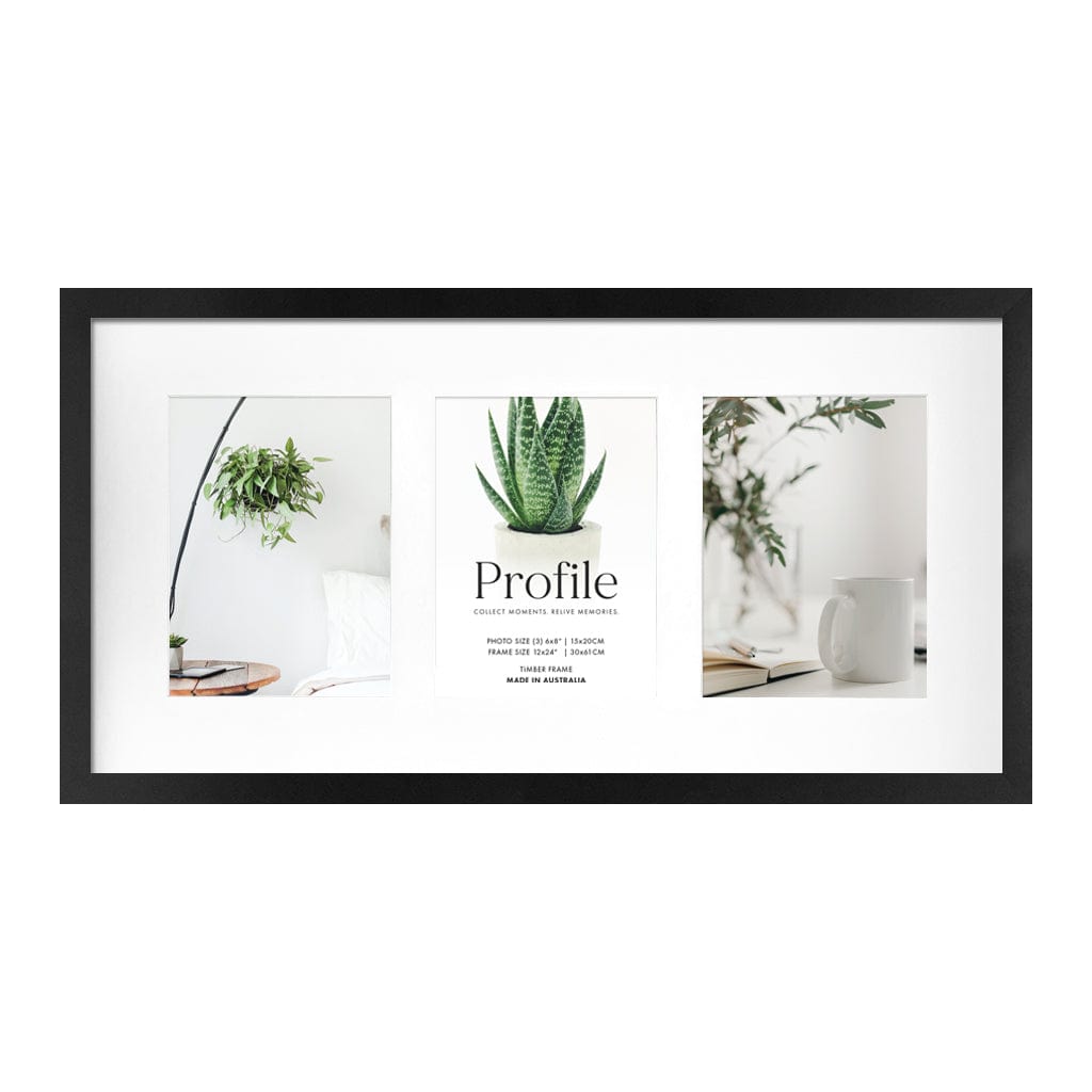Decorator Gallery Collage Photo Frame - 3 Photos (6x8in) Black Frame from our Australian Made Collage Photo Frame collection by Profile Products Australia